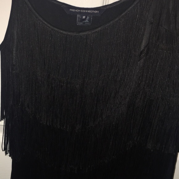 French Connection Fringe Dress in Black - Picture 3 of 7